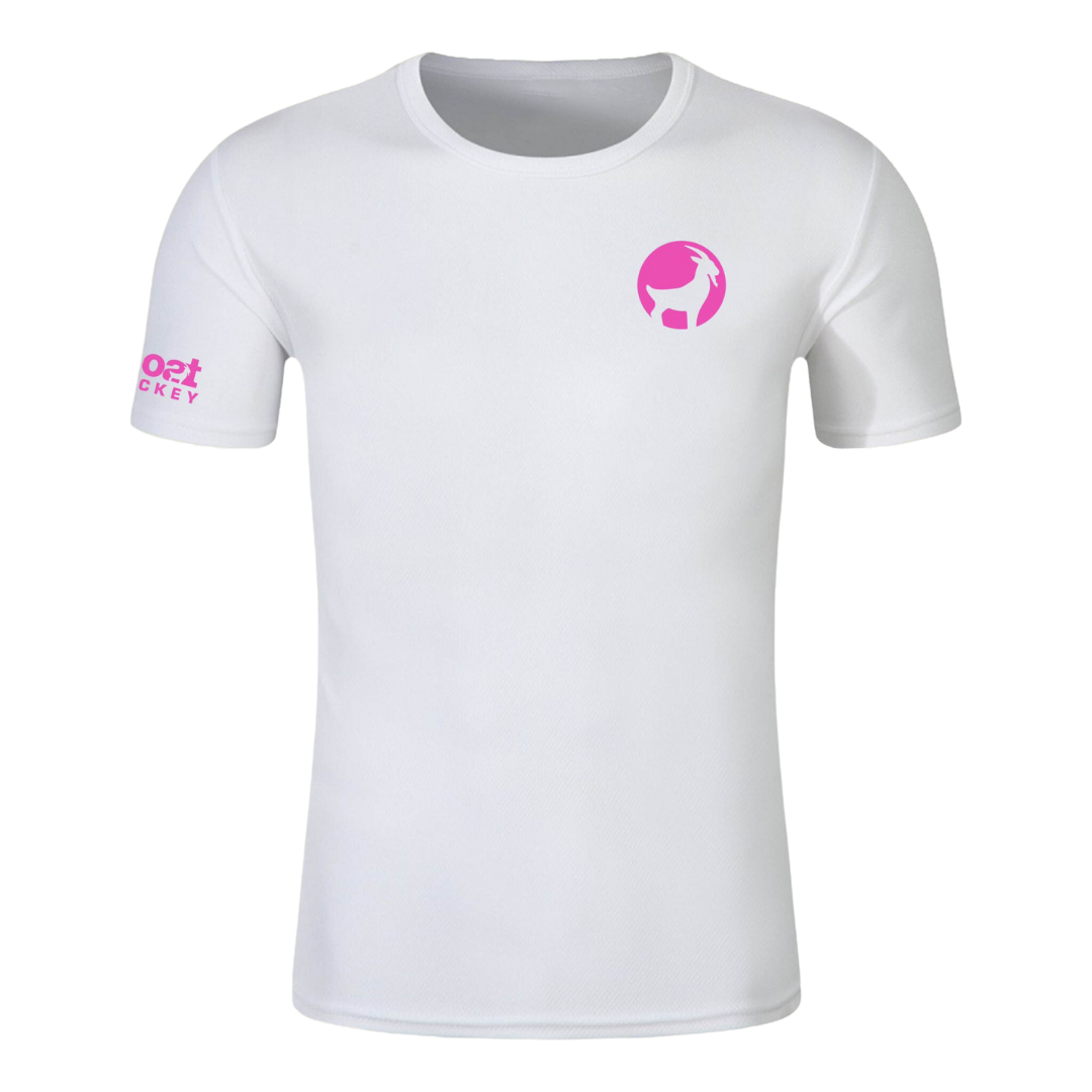 TEC T-shirt Small Print | White/Pink | Unisex