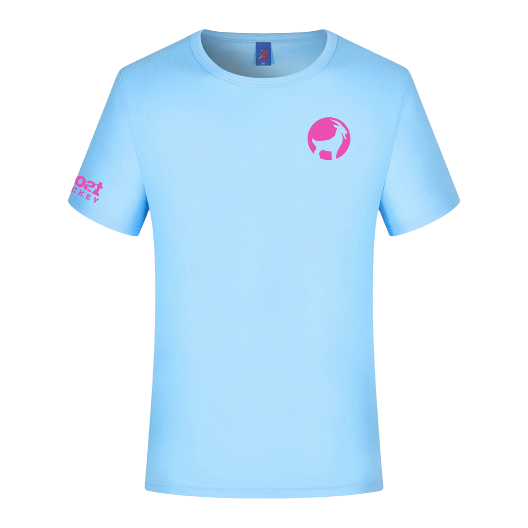 TEC T-shirt Small Print | Light Blue/Pink | Unisex